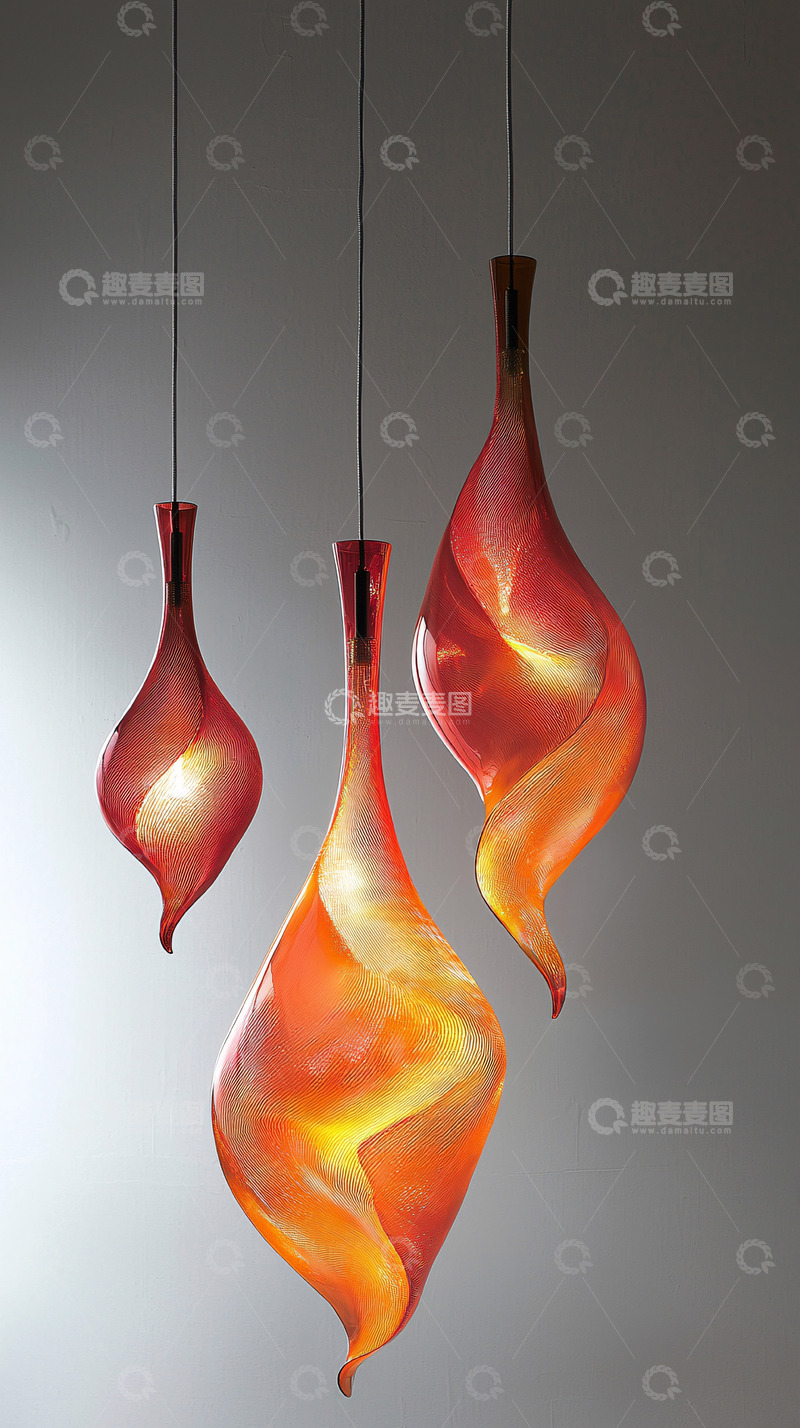 高清大图下载【趣麦麦图】红色火焰造型吊灯