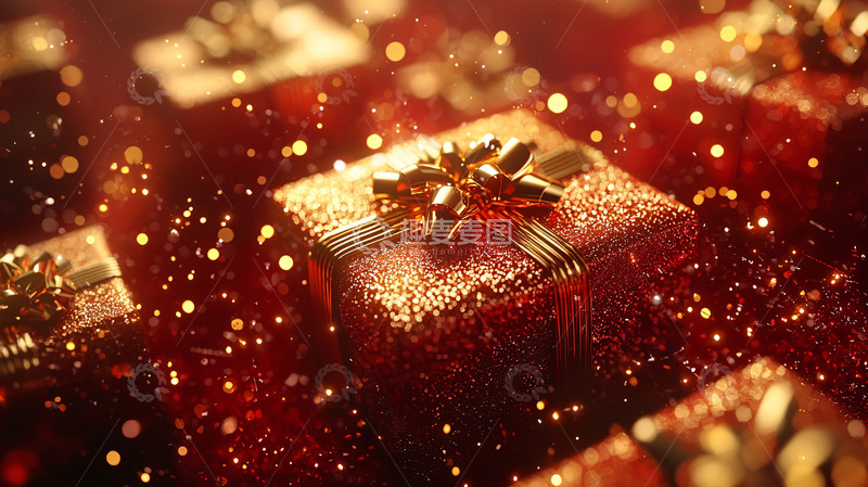 高清大图下载【趣麦麦图】金色礼盒闪耀圣诞