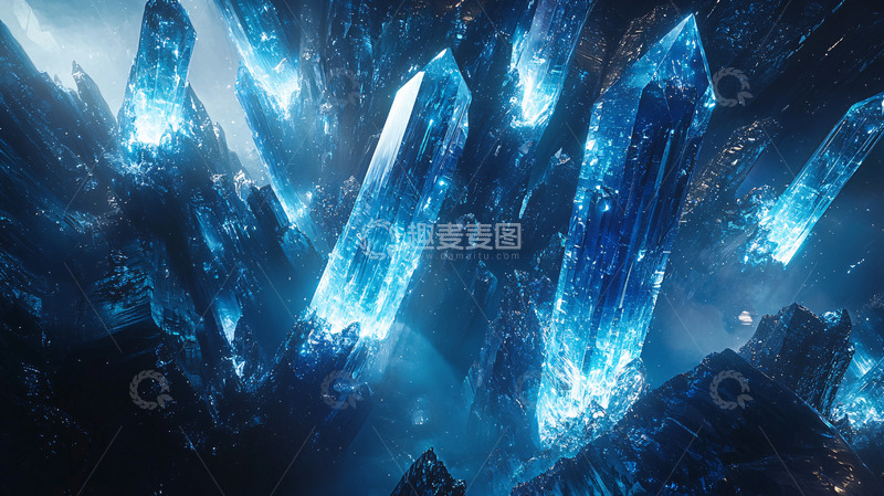 高清大图下载【趣麦麦图】蓝光水晶矿脉