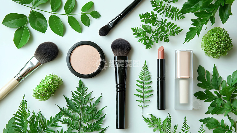 高清大图下载【趣麦麦图】绿色植物背景化妆品