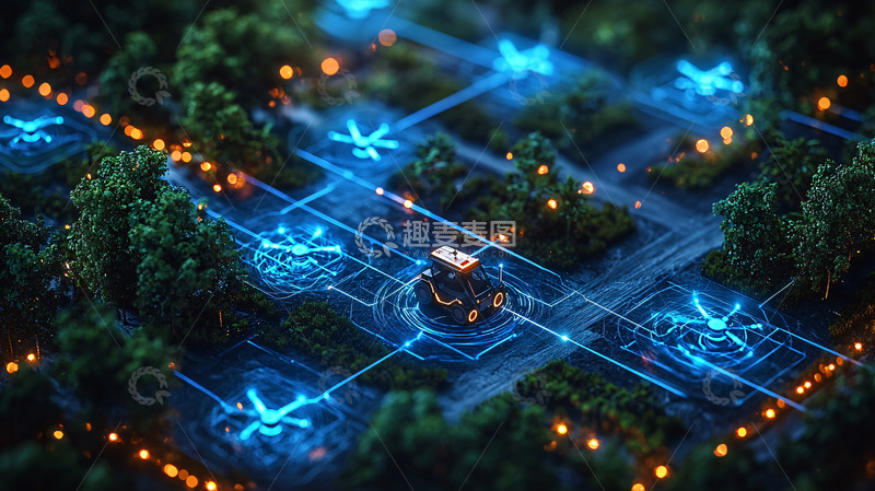 高清大图下载【趣麦麦图】夜景公园科技感