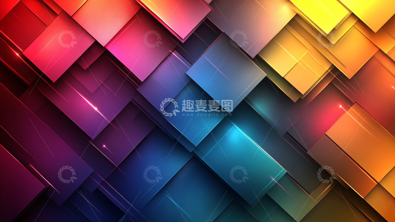 高清大图下载【趣麦麦图】彩色几何方块背景