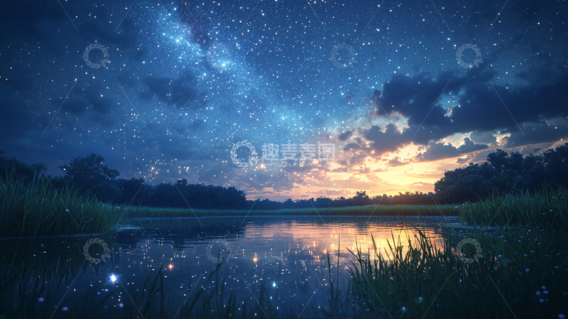 高清大图下载【趣麦麦图】星空倒影