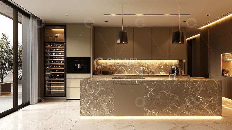 高清大图下载【趣麦麦图】现代简约高端厨房设计