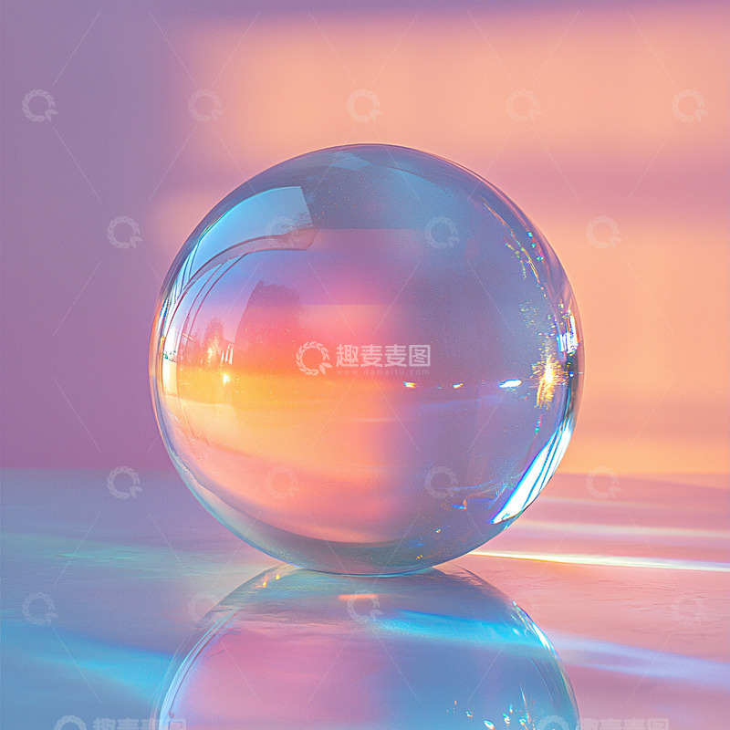 高清大图下载【趣麦麦图】光影反射的透明球体