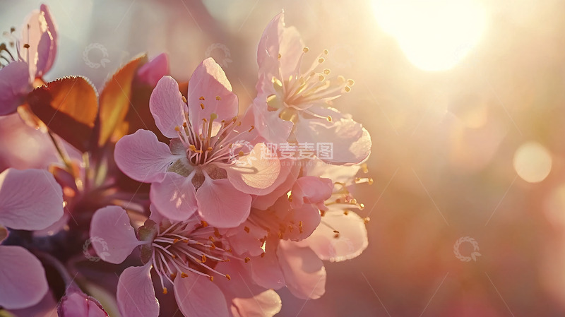 高清大图下载【趣麦麦图】阳光下的粉色花朵