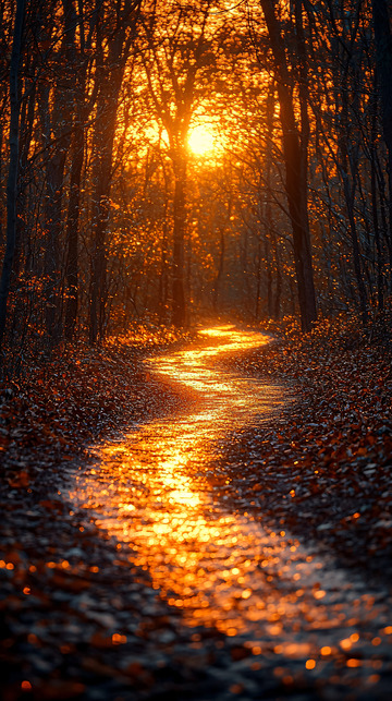 森林小路落日余晖