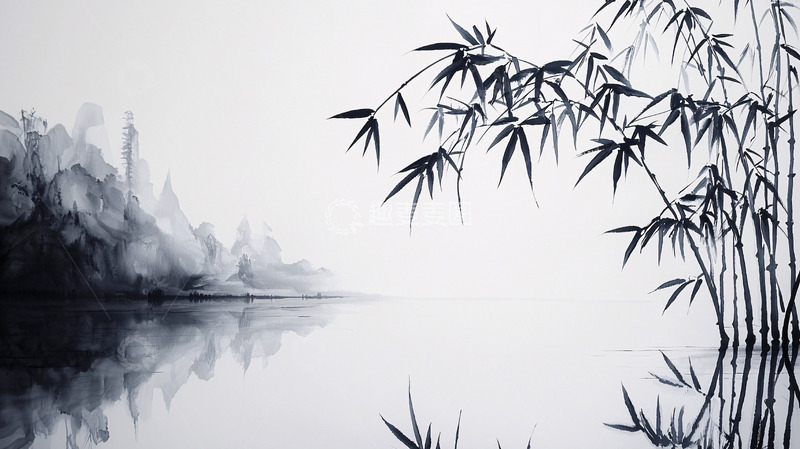 高清大图下载【趣麦麦图】水墨画竹林