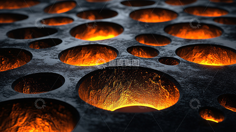 高清大图下载【趣麦麦图】火山熔岩池密集排列