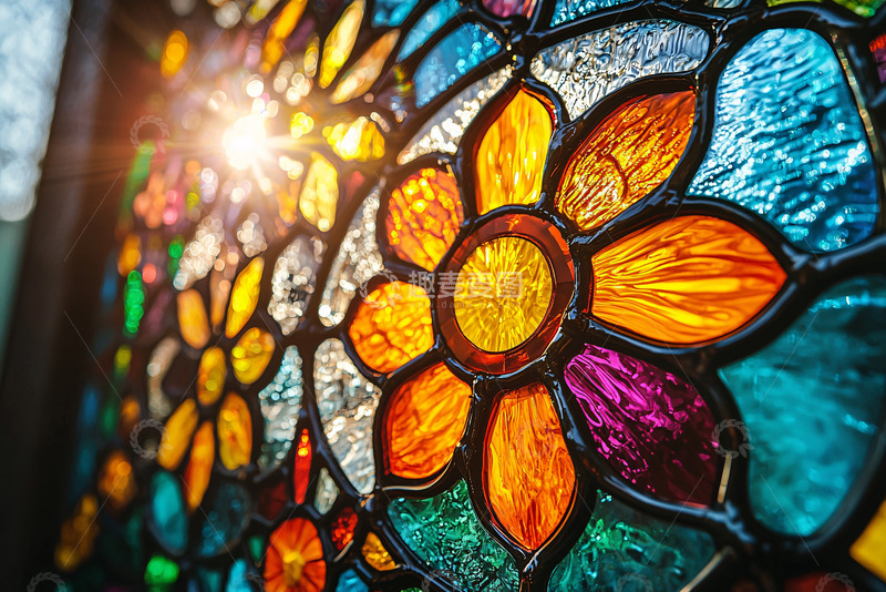 高清大图下载【趣麦麦图】彩色玻璃窗花