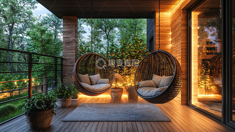 高清大图下载【趣麦麦图】户外阳台夜景