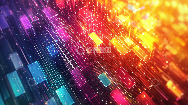 高清大图下载【趣麦麦图】抽象彩色方块背景