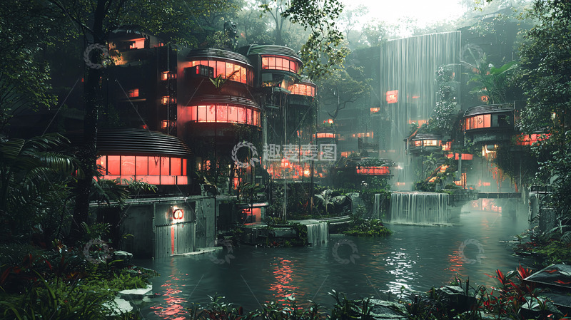 高清大图下载【趣麦麦图】森林中的未来主义小屋