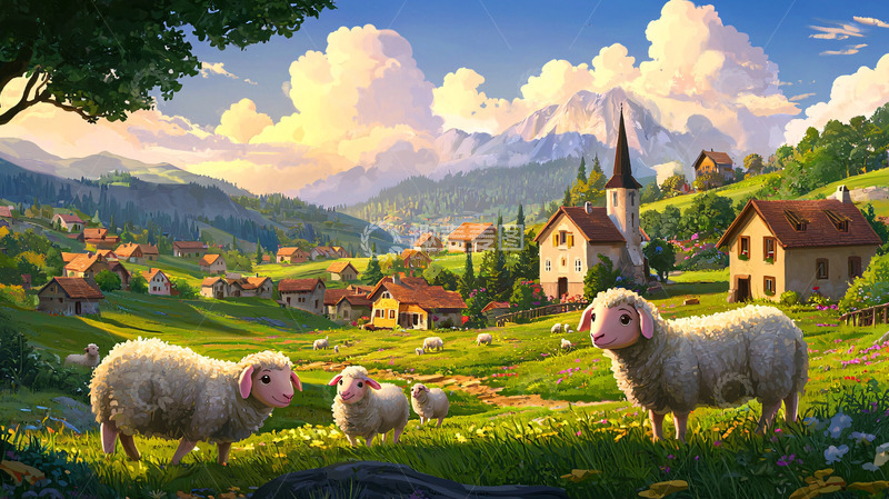 高清大图下载【趣麦麦图】田园牧歌式山村风景