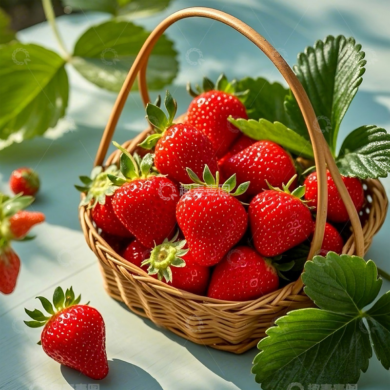 高清大图下载【趣麦麦图】一篮新鲜的红草莓
