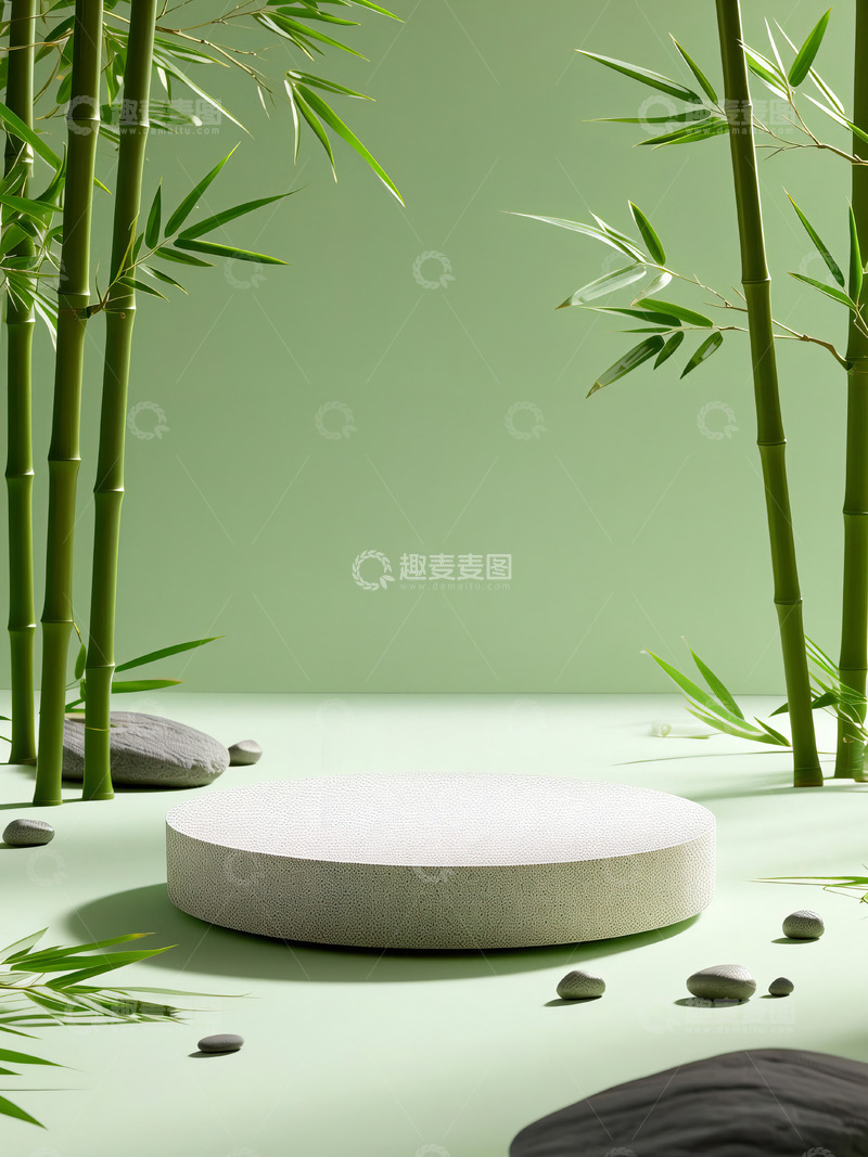 高清大图下载【趣麦麦图】竹子竹林场景电商展台背景2