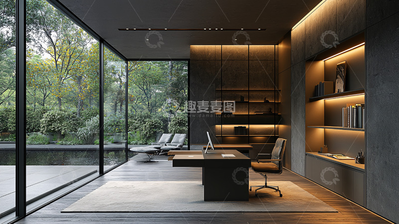 高清大图下载【趣麦麦图】现代极简风格书房