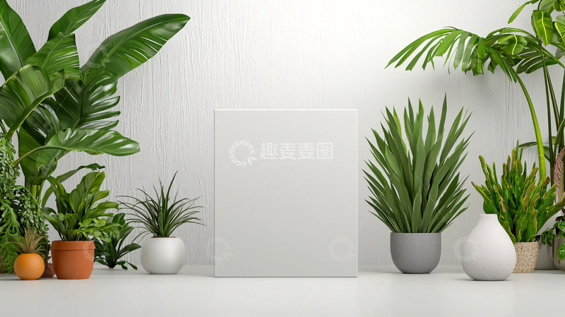 高清大图下载【趣麦麦图】绿植盆栽白墙背景