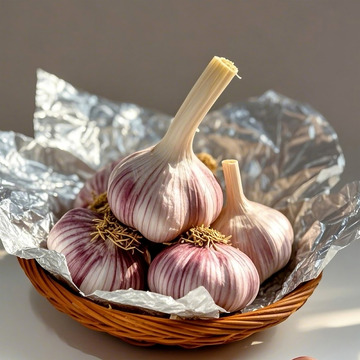 放在菜篮子里的大蒜