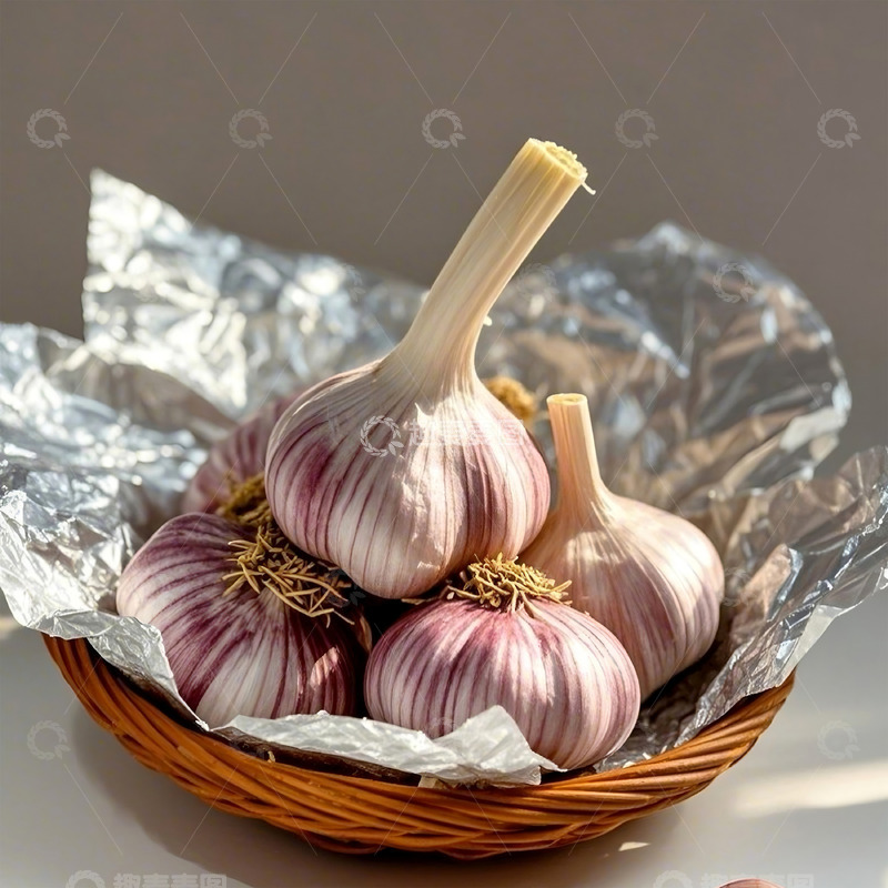 高清大图下载【趣麦麦图】放在菜篮子里的大蒜