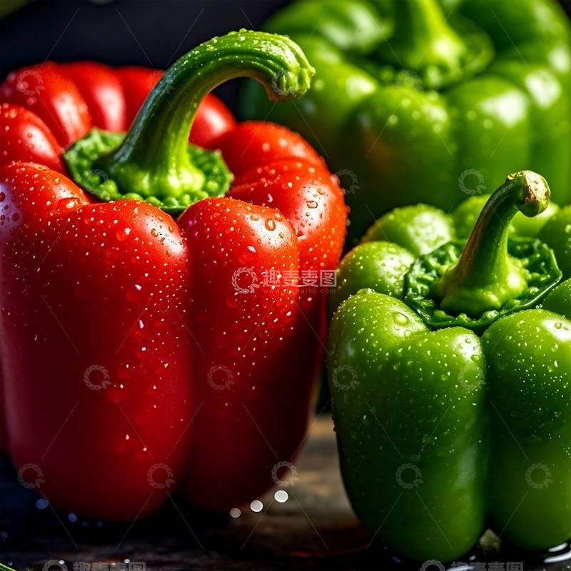 高清大图下载【趣麦麦图】红色绿色大圆菜椒