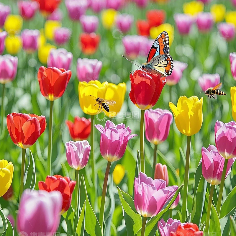 高清大图下载【趣麦麦图】春天花丛蝴蝶摄影图