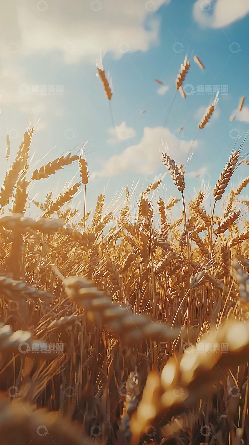高清大图下载【趣麦麦图】金黄麦浪下的温暖阳光