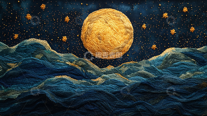 高清大图下载【趣麦麦图】夜空下的金色星球