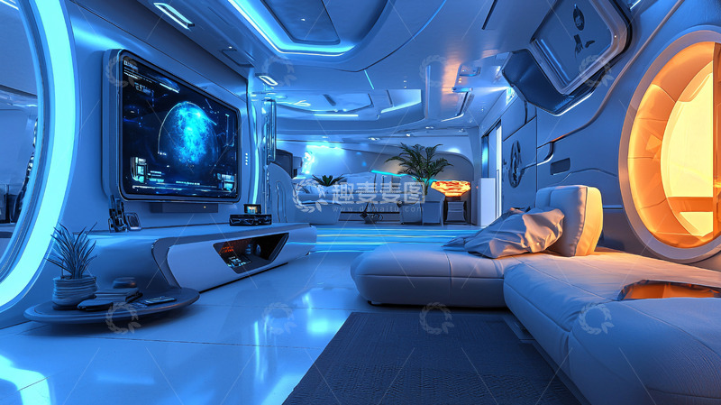 高清大图下载【趣麦麦图】未来科技感家居客厅