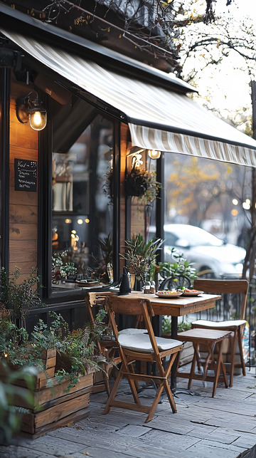 秋日午后街边咖啡馆