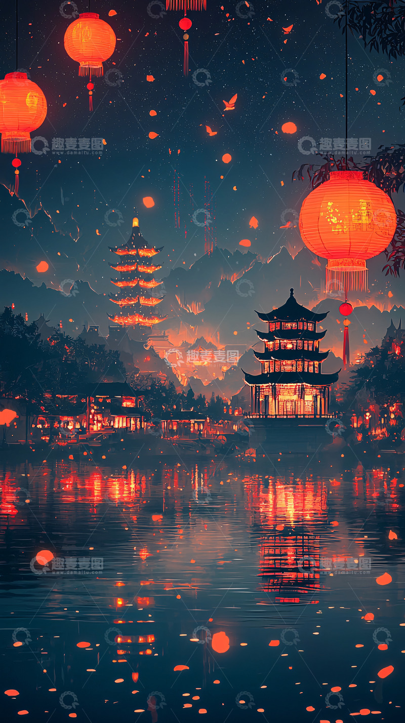 高清大图下载【趣麦麦图】古风夜景2