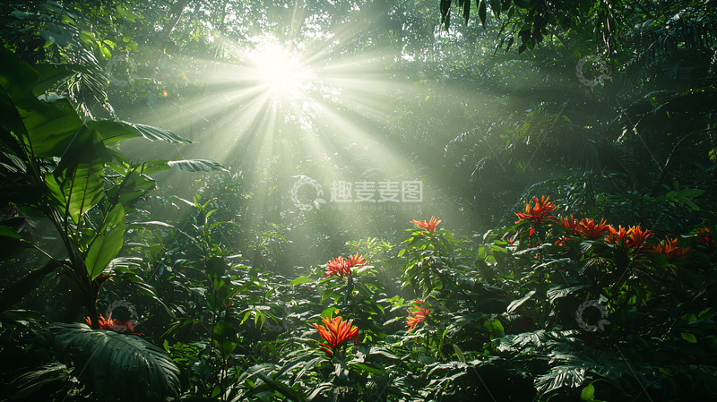 高清大图下载【趣麦麦图】阳光透过树林