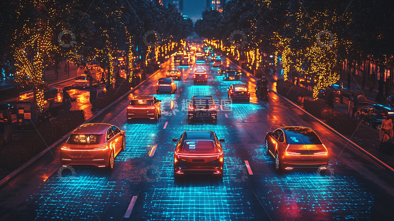 高清大图下载【趣麦麦图】夜幕下的智能道路交通