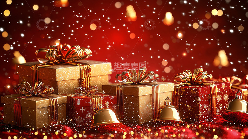 高清大图下载【趣麦麦图】圣诞节礼物堆叠