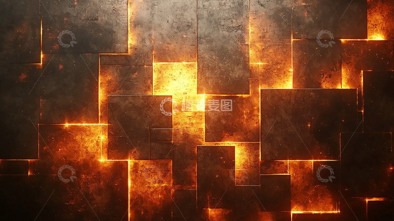 高清大图下载【趣麦麦图】燃烧的金属方块背景