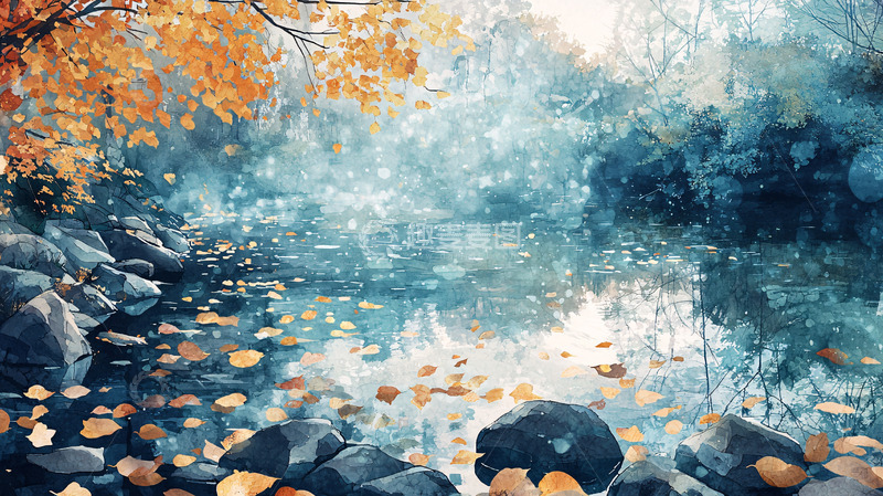 高清大图下载【趣麦麦图】秋日溪流