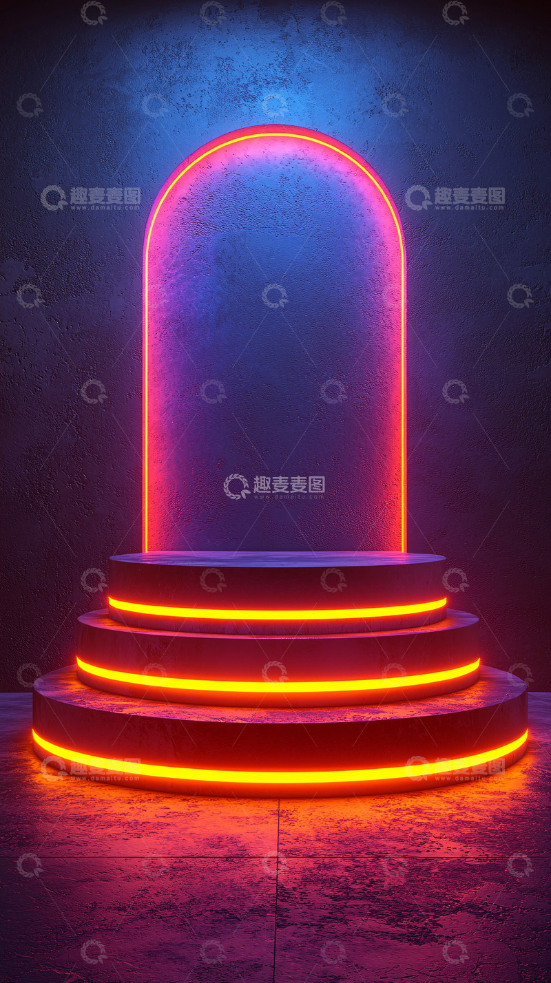 高清大图下载【趣麦麦图】霓虹灯拱门舞台