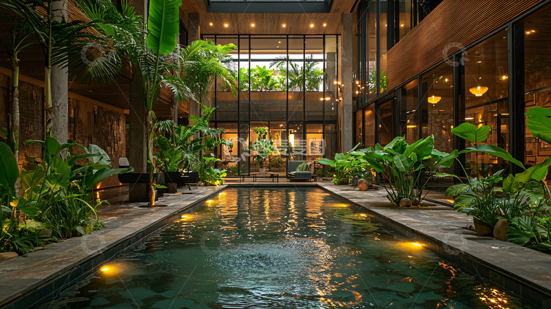 高清大图下载【趣麦麦图】室内庭院泳池