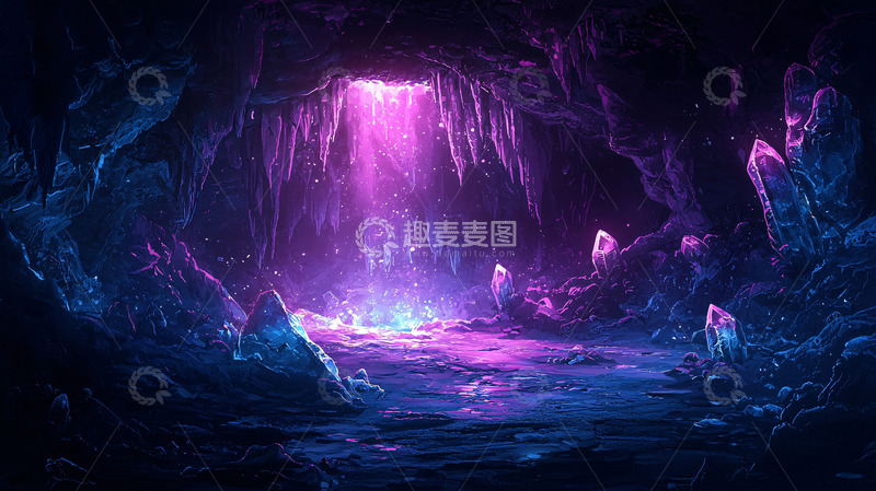 高清大图下载【趣麦麦图】紫色水晶洞穴
