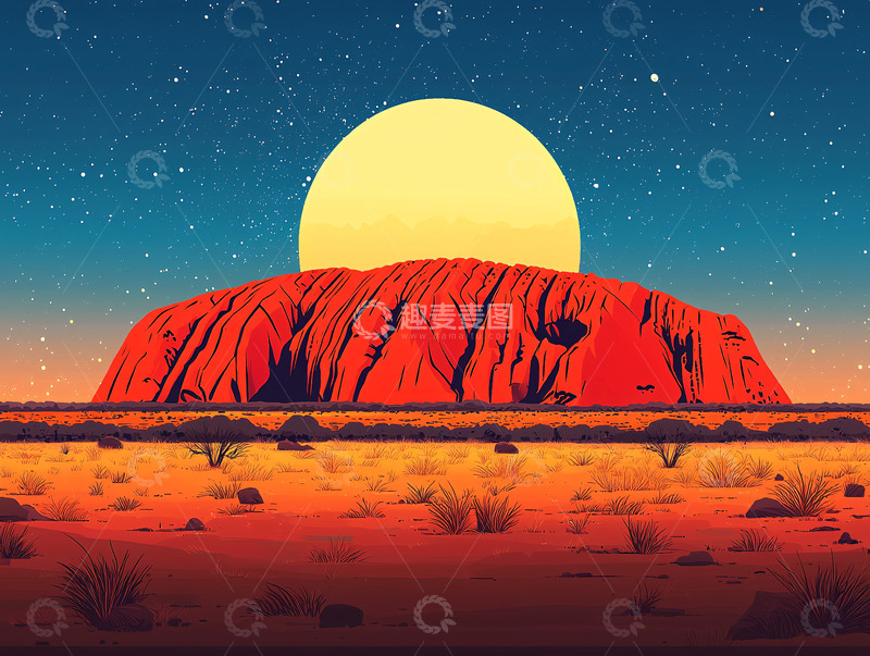 高清大图下载【趣麦麦图】乌鲁鲁巨石星空夜景