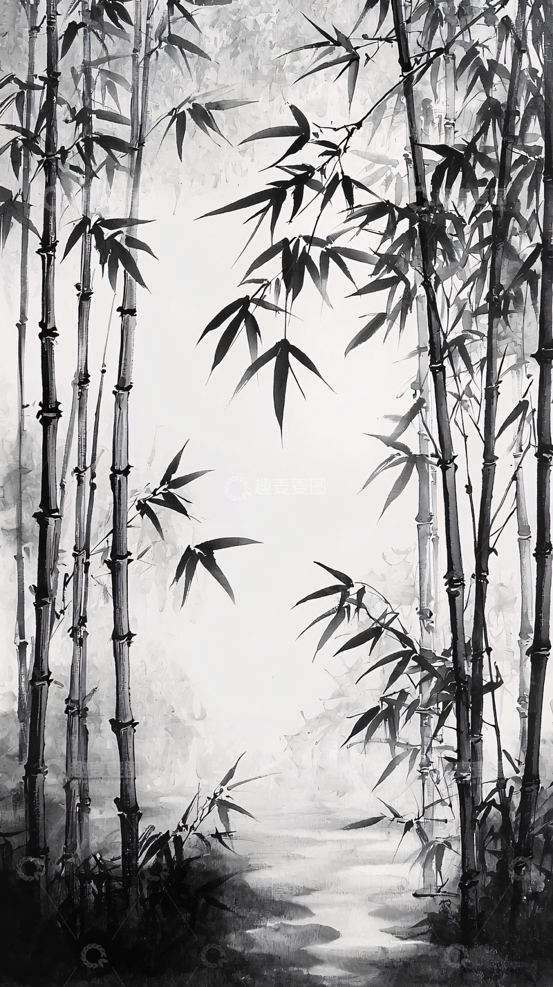 高清大图下载【趣麦麦图】水墨画竹林