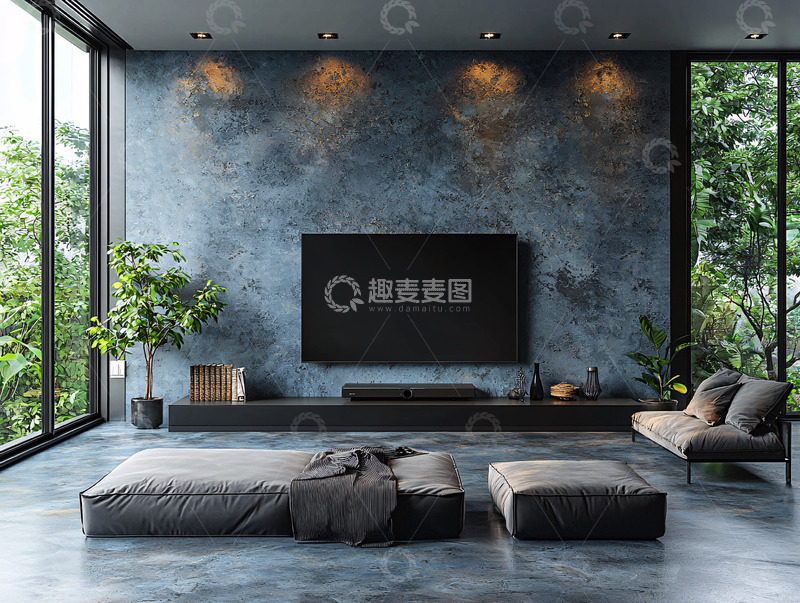 高清大图下载【趣麦麦图】现代极简客厅电视背景墙