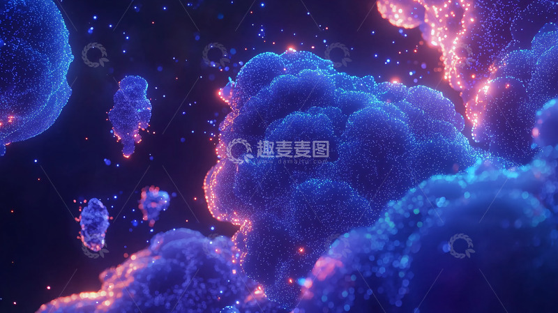 高清大图下载【趣麦麦图】梦幻紫色蓝色能量云团