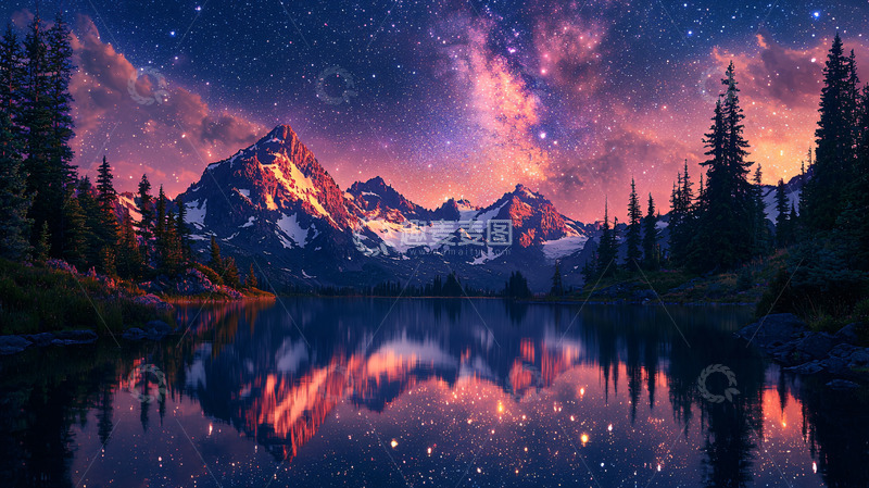 高清大图下载【趣麦麦图】星空下的雪山湖泊13