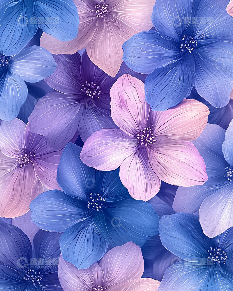 高清大图下载【趣麦麦图】紫色蓝色花朵背景