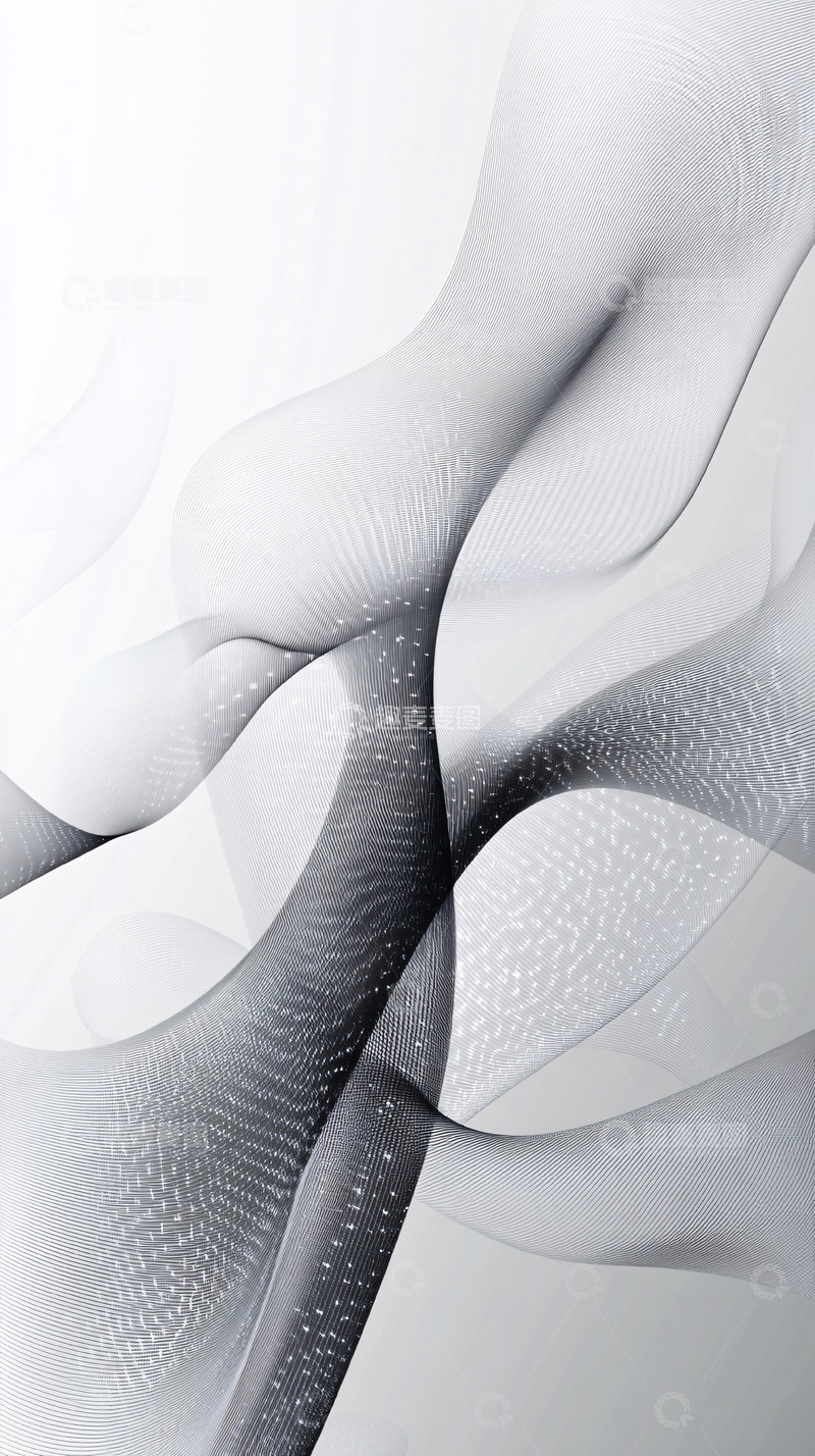 高清大图下载【趣麦麦图】黑白抽象流动线条
