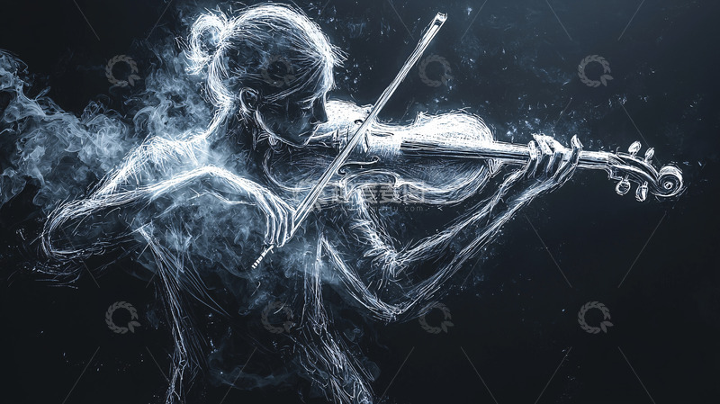 高清大图下载【趣麦麦图】烟雾小提琴手