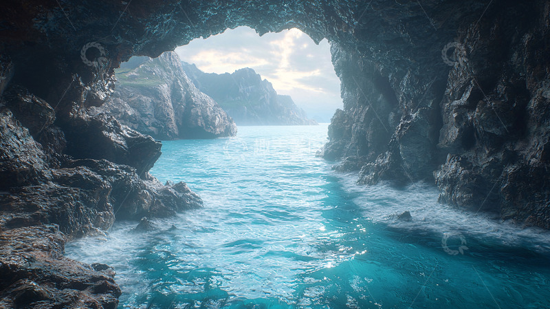 高清大图下载【趣麦麦图】海边山洞景色