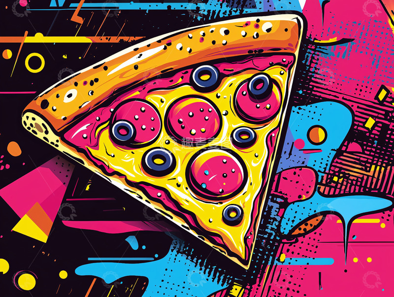 高清大图下载【趣麦麦图】卡通风格披萨切片