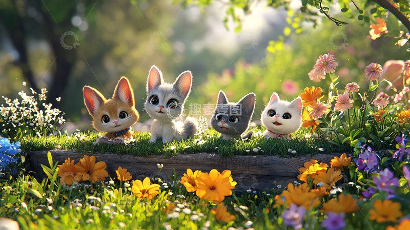 高清大图下载【趣麦麦图】可爱卡通小猫